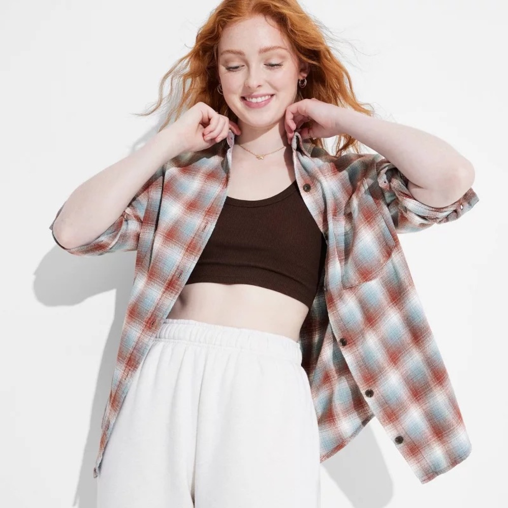 🌙WILD FABLE Long Sleeve Oversized Flannel Button-Down Shirt🌙